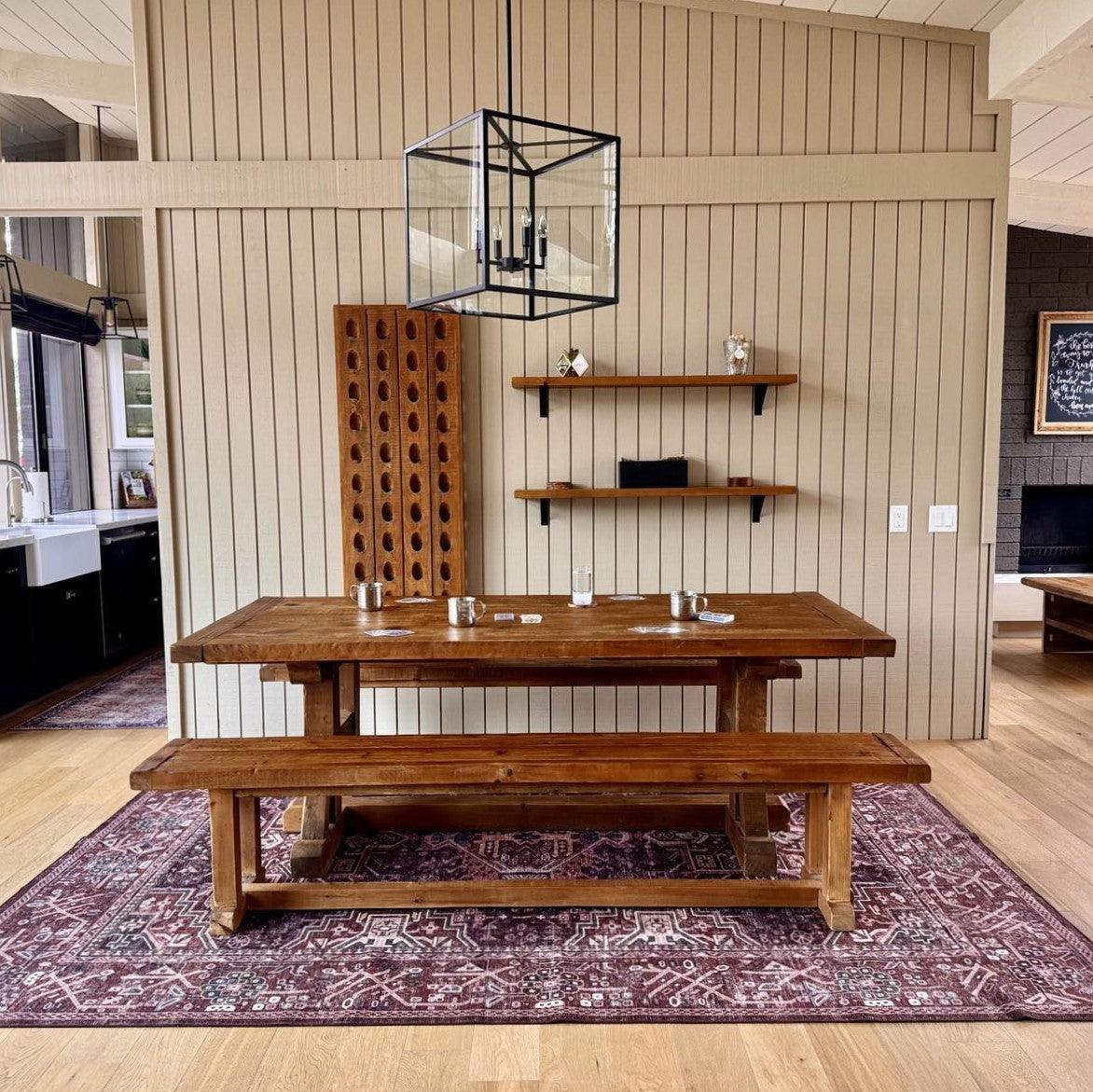 Mulberry Red and Denim MM-21 Machine Washable Rug