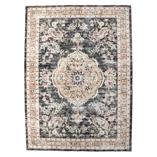 Black/Multi Medallion MM-05 Machine Washable Area Rug