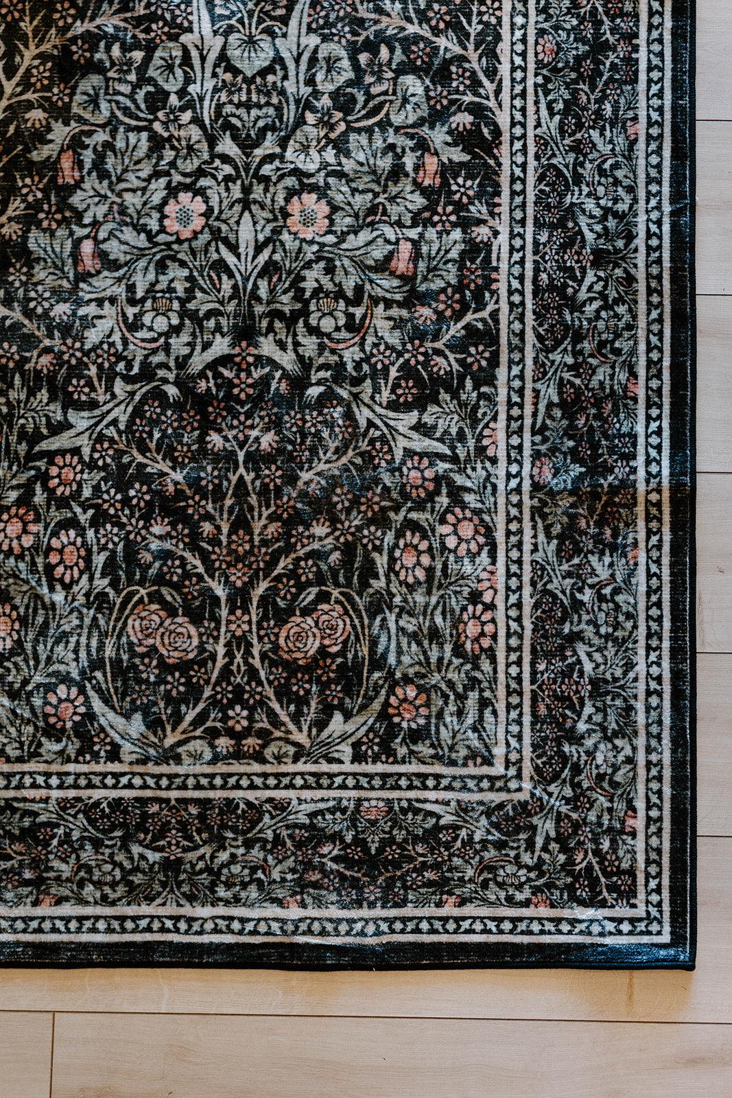 Nighttime Peony Garden MM-24 Machine Washable Rug