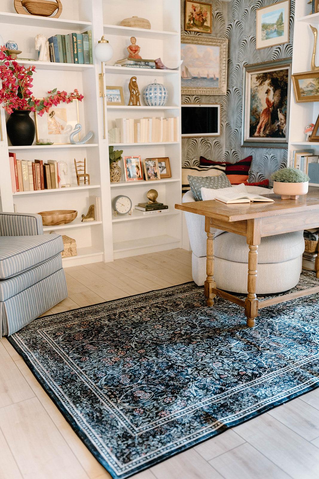 Nighttime Peony Garden MM-24 Machine Washable Rug