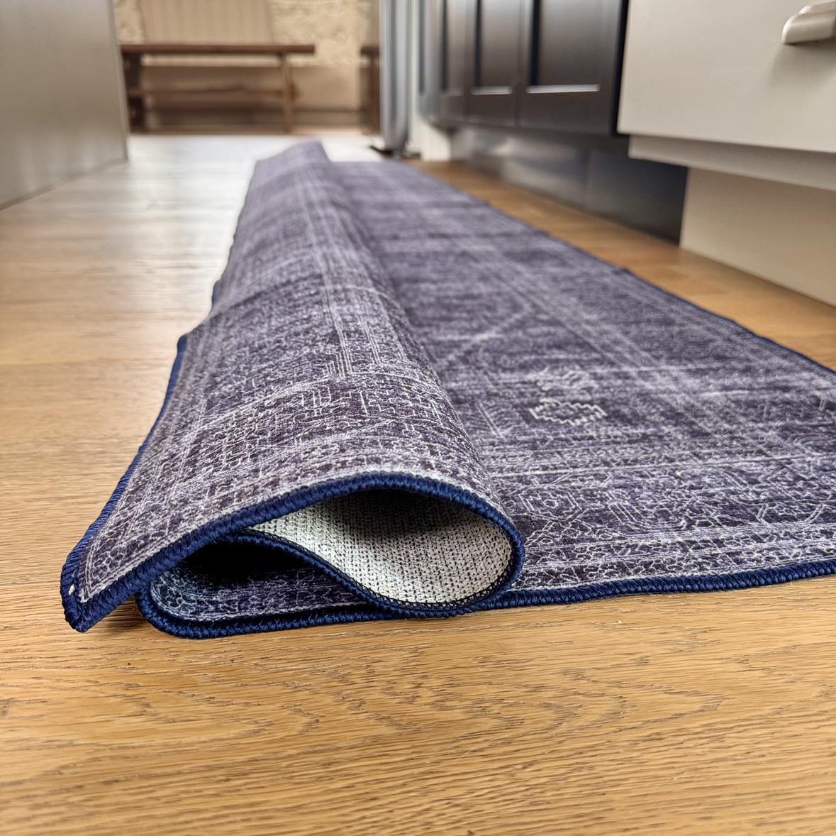 Indigo and Cloud Machine Washable Rug