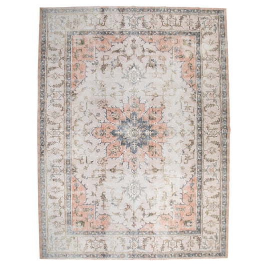 Peach/Blue Starburst Machine Washable Area Rug