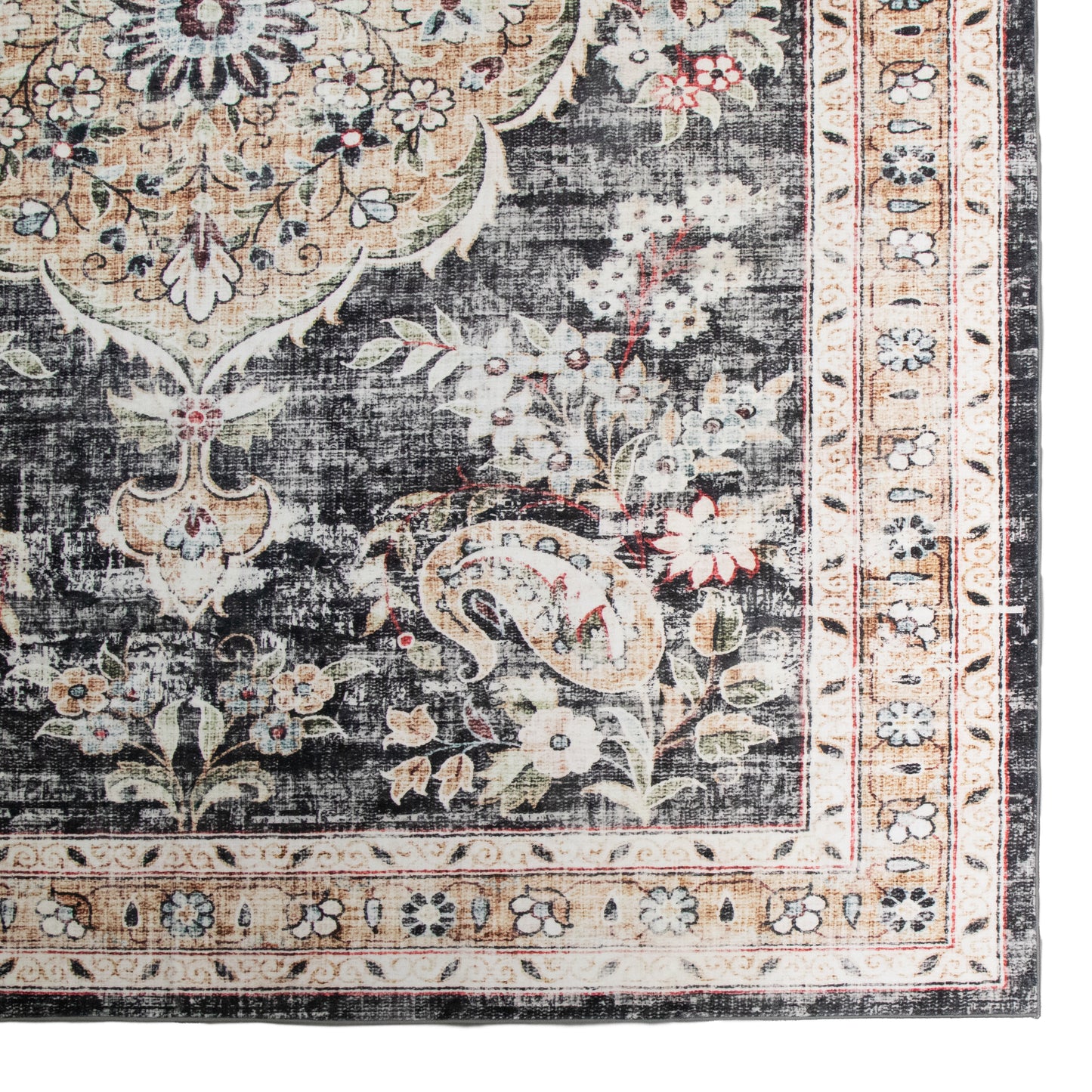 Black/Multi Medallion Machine Washable Area Rug