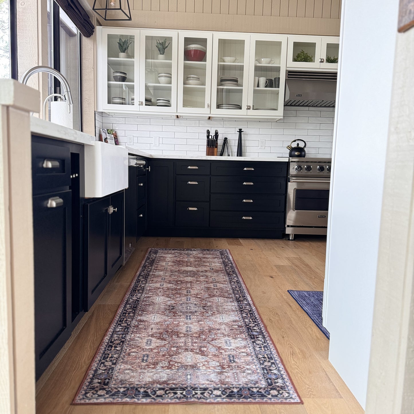 Spice and Midnight Blue Machine Washable Rug