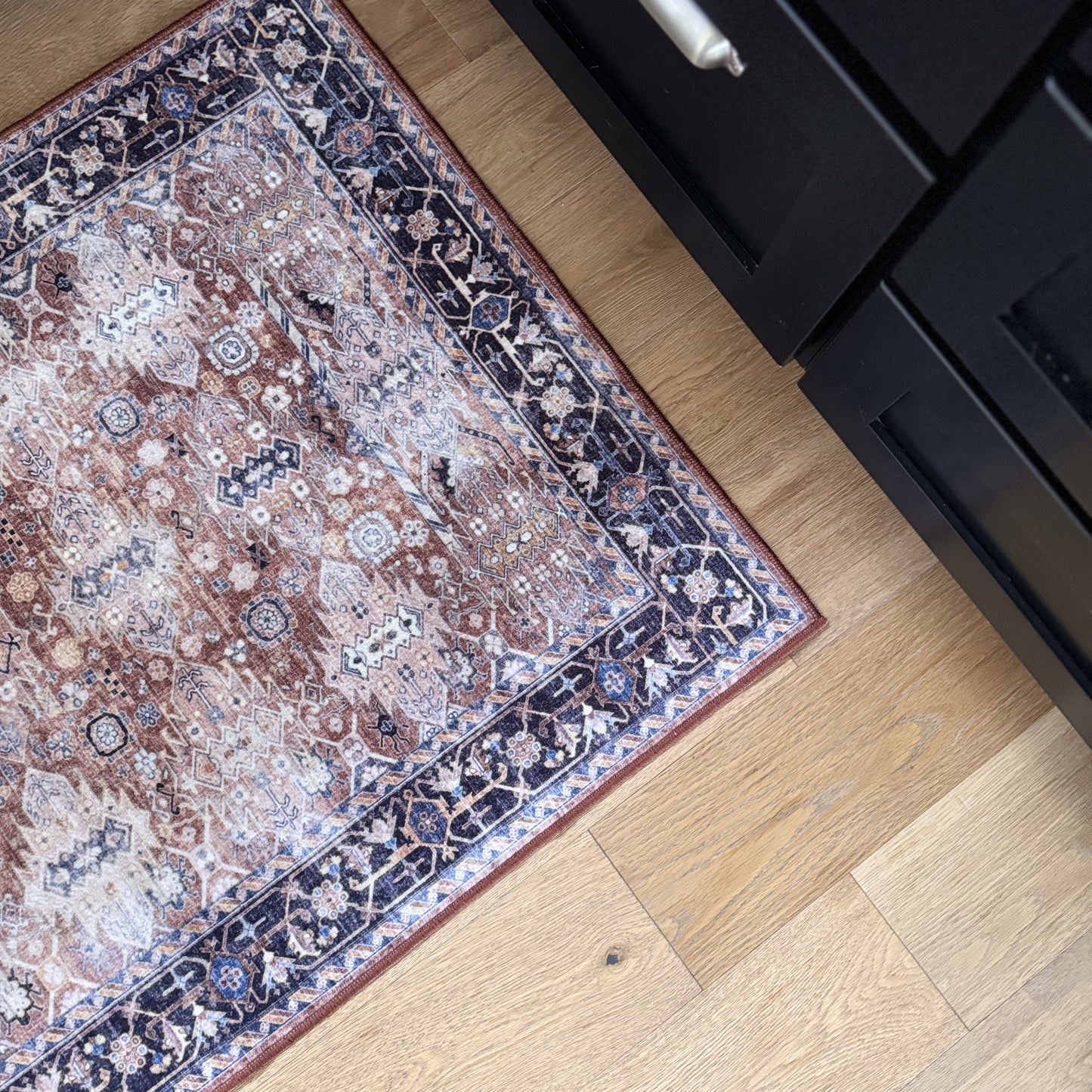 Spice and Midnight Blue Machine Washable Rug