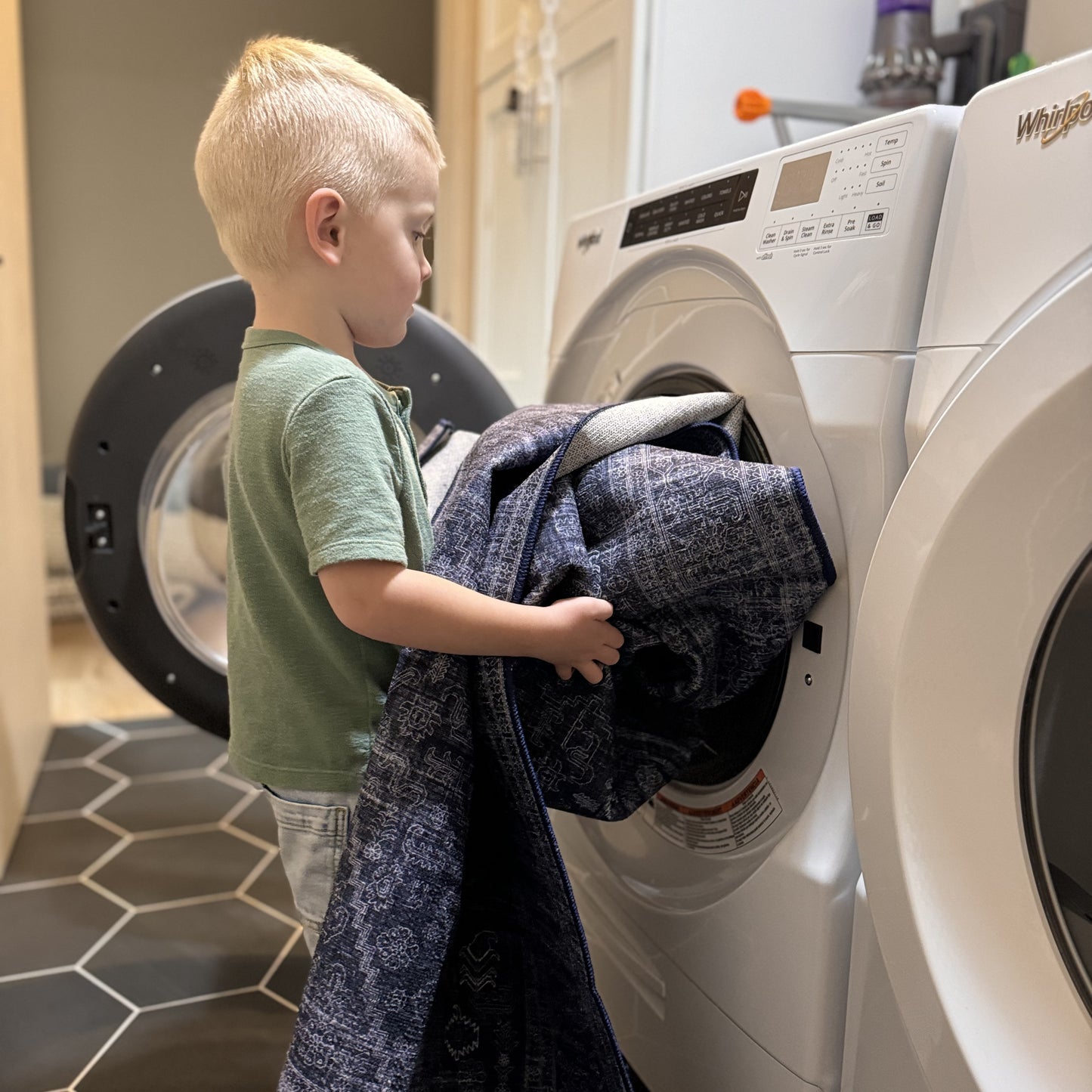 Indigo and Cloud Machine Washable Rug